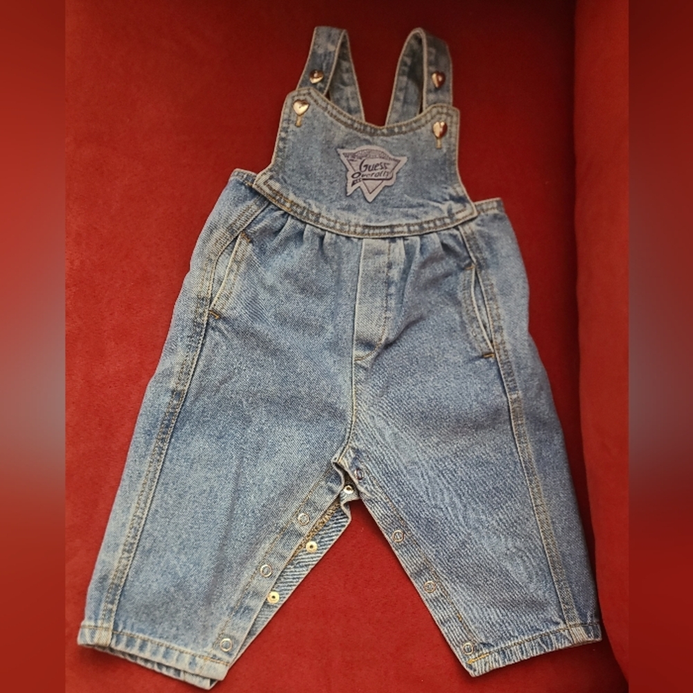 Vintage Guess Kids Classic Blue Overalls Size 12 Months